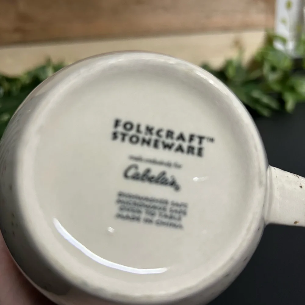 Cabela’s‎ Folkcraft Stoneware Creamer  Striped Speckled Pattern Country Cabin